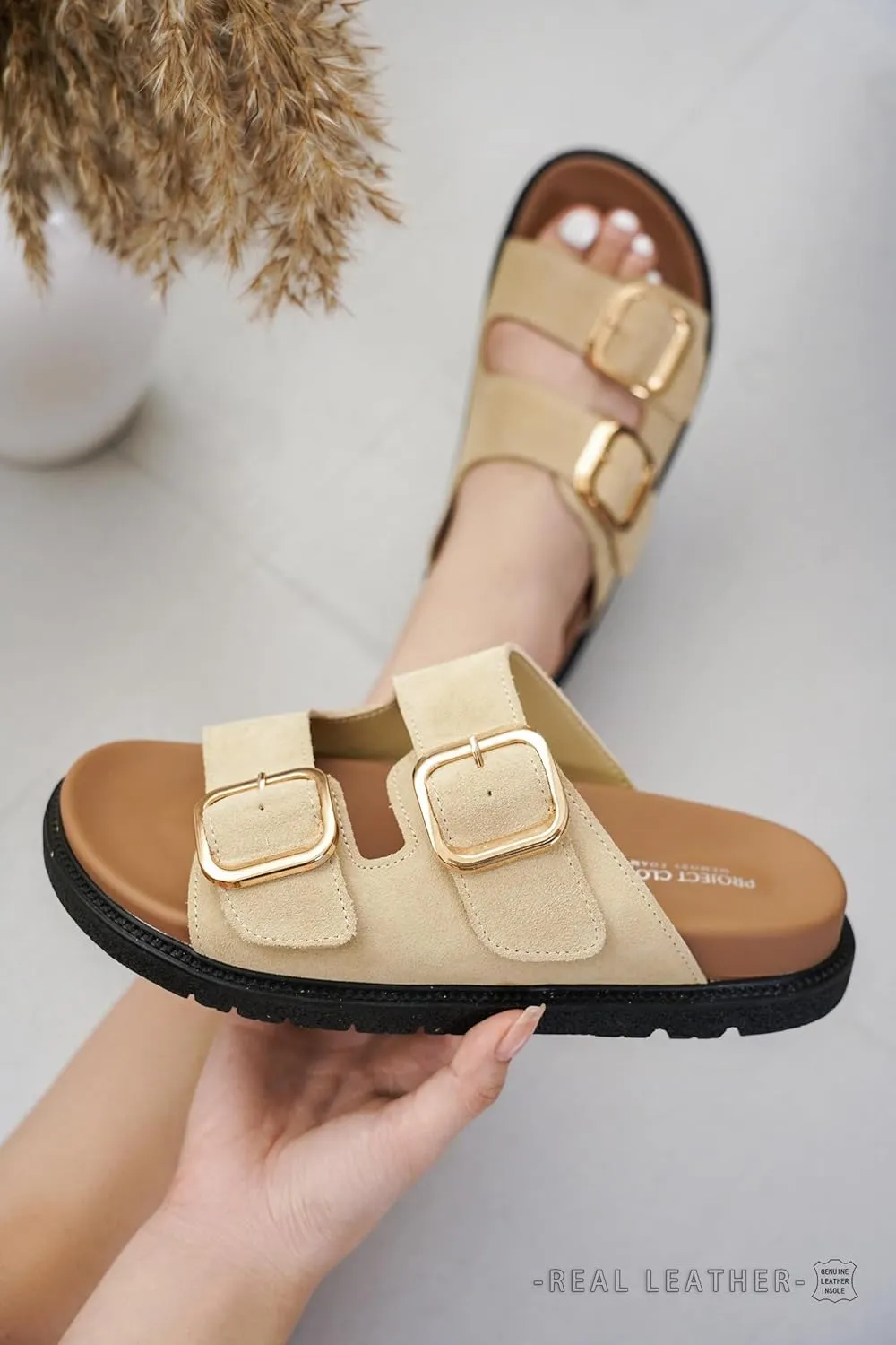 Project Cloud Platform Summer Sandals for Women 2025 - Comfortable and Adjustable Straps Summer Slides with Memory Foam Insole - Non-Slip Casual Womens Sandals