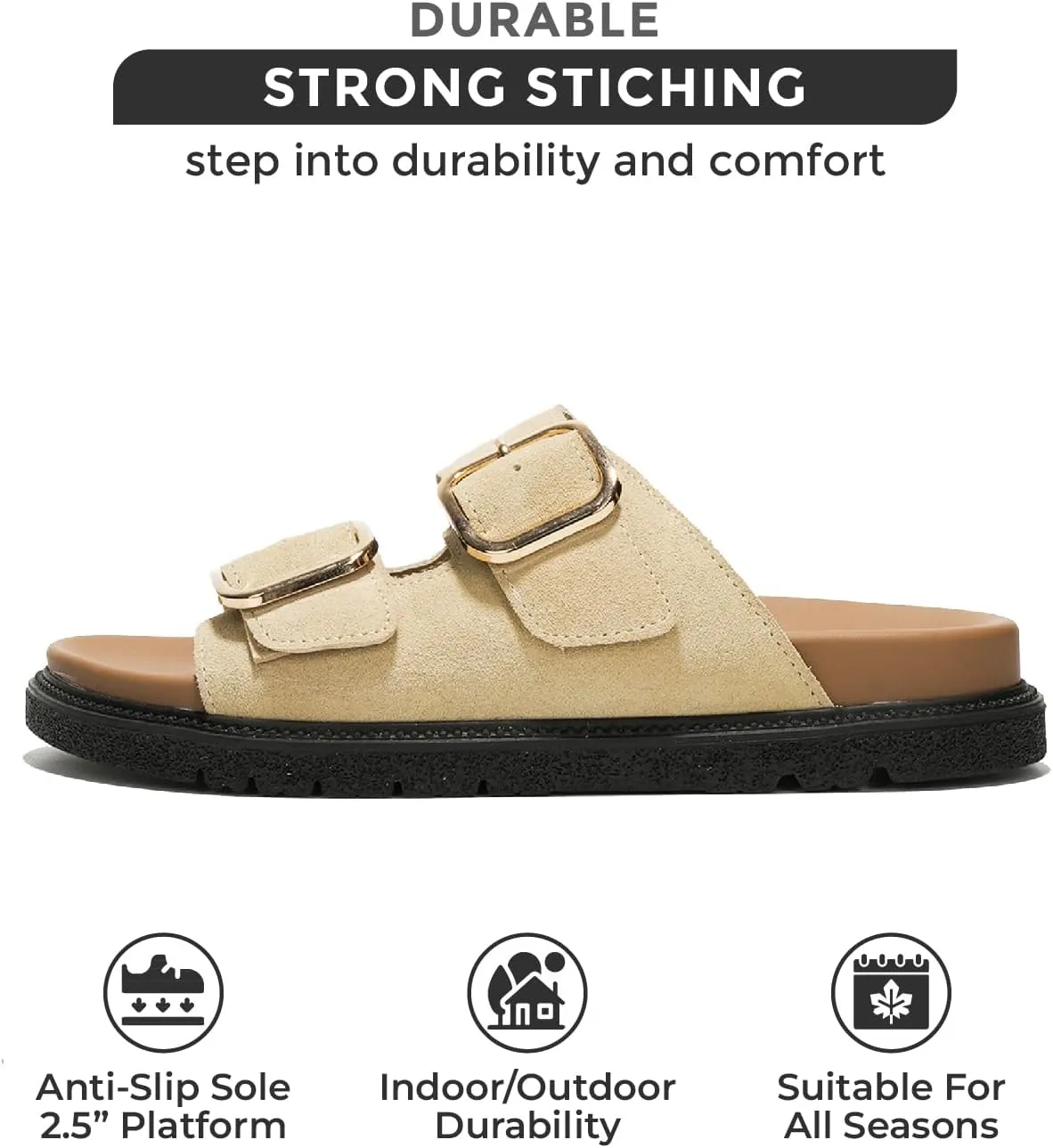 Project Cloud Platform Summer Sandals for Women 2025 - Comfortable and Adjustable Straps Summer Slides with Memory Foam Insole - Non-Slip Casual Womens Sandals