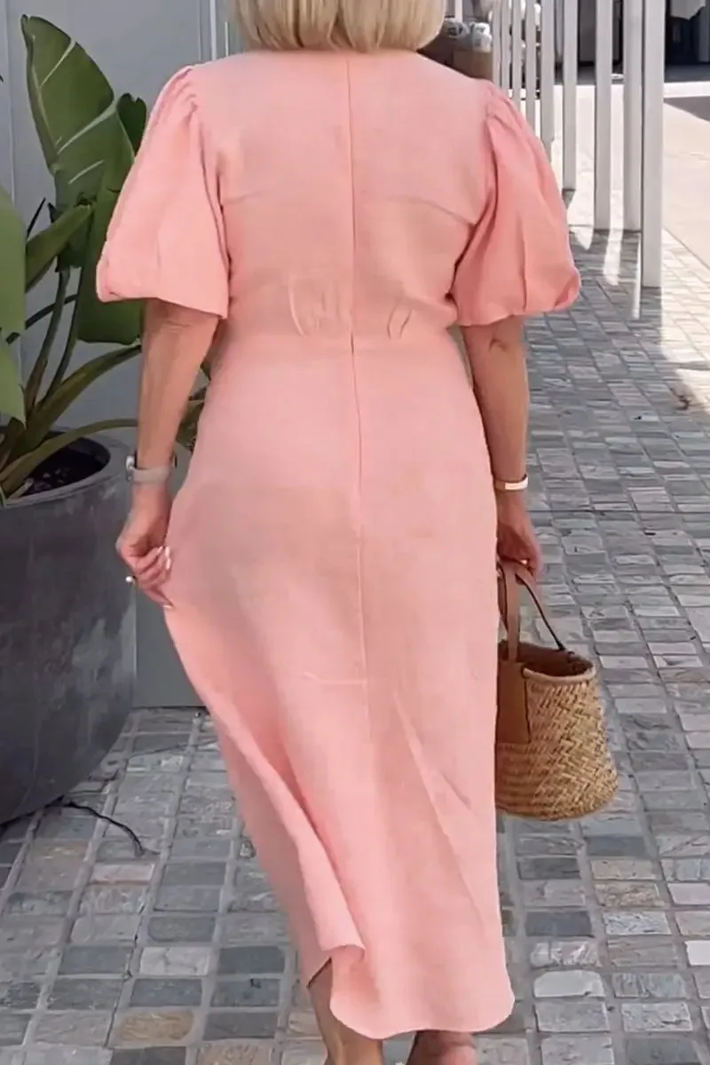 Puff Sleeve Midi Dress | Feminine | Timeless Elegance