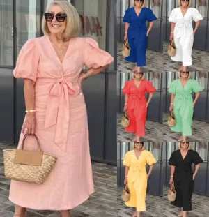Puff Sleeve Midi Dress | Feminine | Timeless Elegance