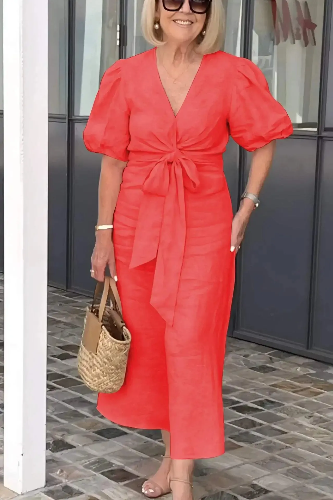 Puff Sleeve Midi Dress | Feminine | Timeless Elegance
