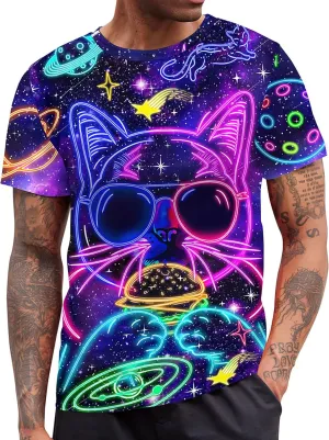 RAISEVERN Mens T-Shirts Cool Novelty Crewneck Short Sleeve Funny Graphic Top Casual Tees for Women