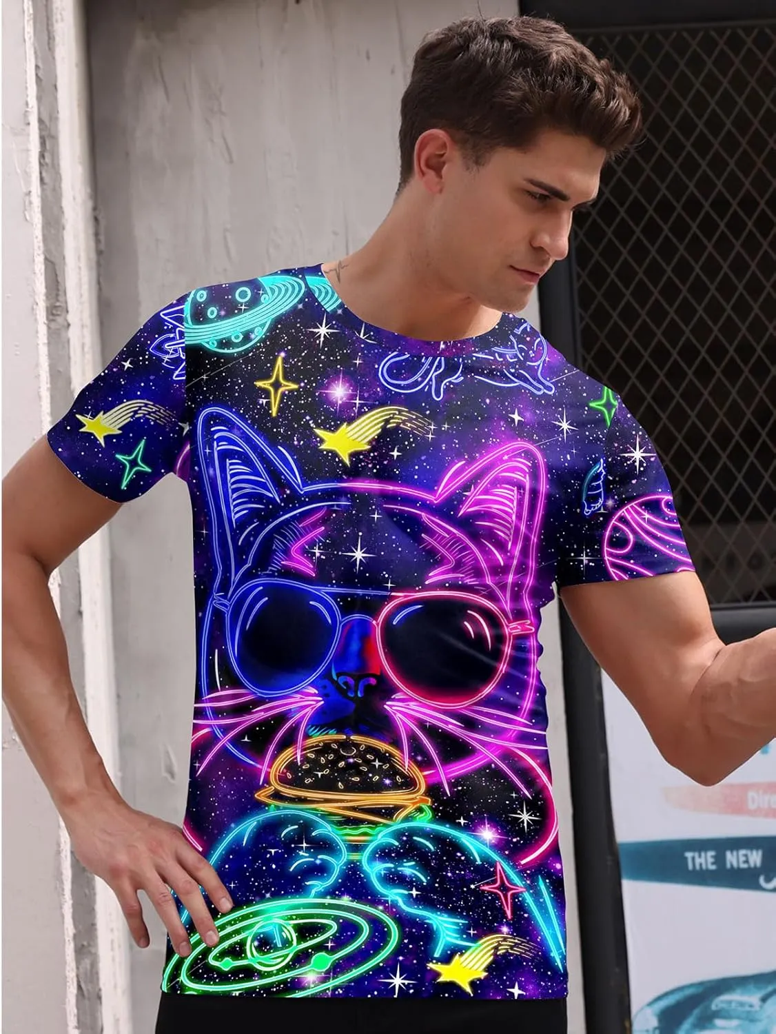 RAISEVERN Mens T-Shirts Cool Novelty Crewneck Short Sleeve Funny Graphic Top Casual Tees for Women