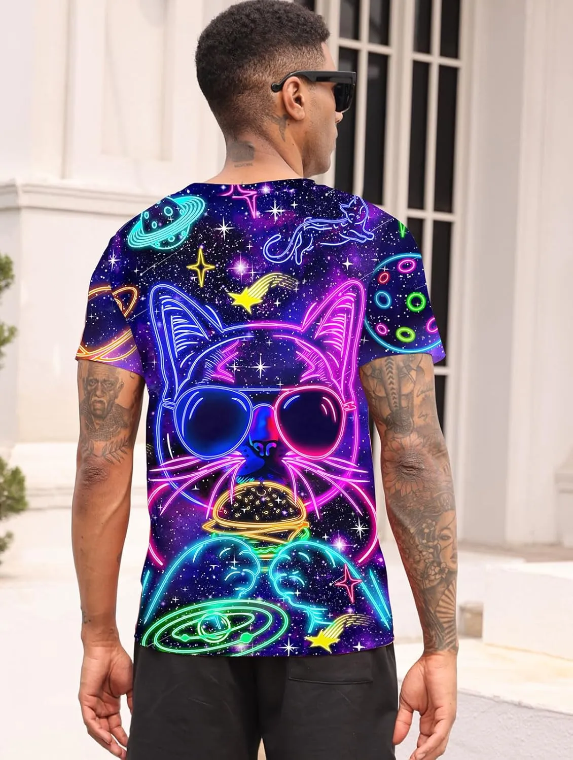 RAISEVERN Mens T-Shirts Cool Novelty Crewneck Short Sleeve Funny Graphic Top Casual Tees for Women