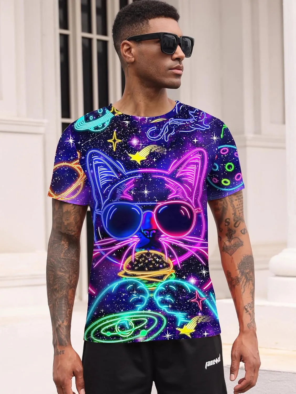 RAISEVERN Mens T-Shirts Cool Novelty Crewneck Short Sleeve Funny Graphic Top Casual Tees for Women