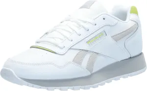 Reebok Women's Glide Sneaker, Footwear White/Pure Grey 2/Acid Yellow, 6