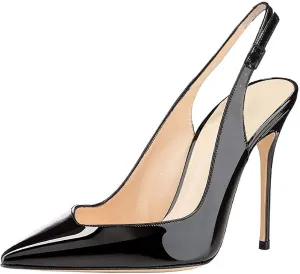 SAMMITOP Women's Pointed Toe Slingback Pumps High Heel Party Evening Dress Shoes