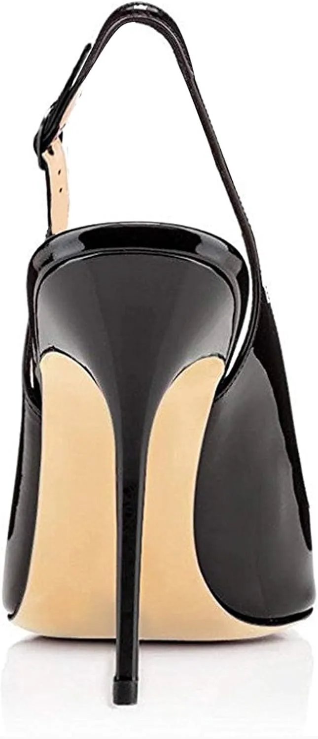 SAMMITOP Women's Pointed Toe Slingback Pumps High Heel Party Evening Dress Shoes