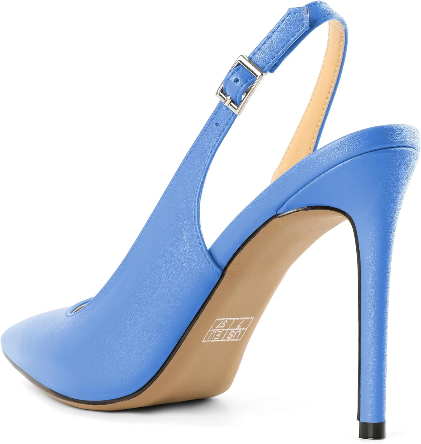 SAMMITOP Women's Slingback Pumps High Heel Pointed Toe Ankle Strap Office Party Dress Shoes 4 Inch