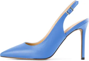 SAMMITOP Women's Slingback Pumps High Heel Pointed Toe Ankle Strap Office Party Dress Shoes 4 Inch