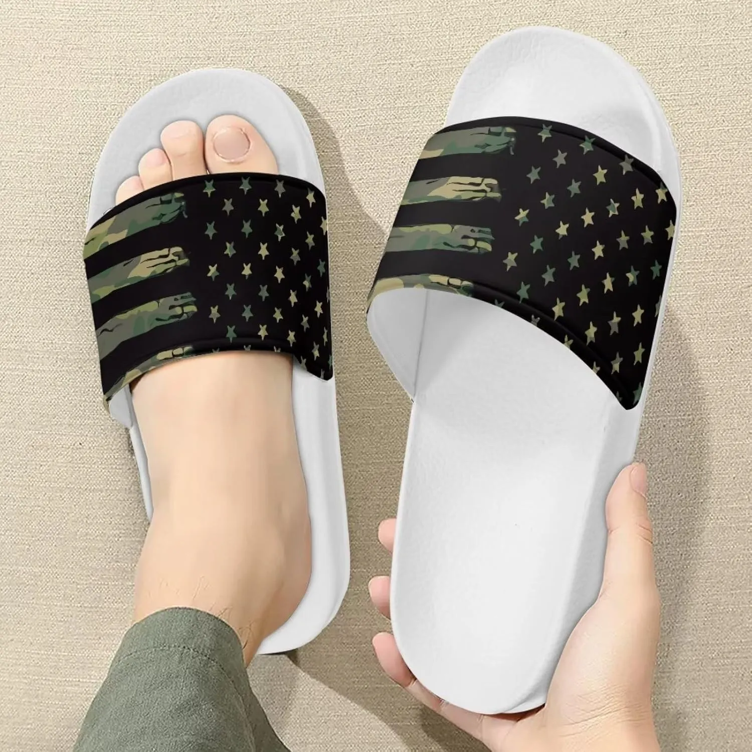 Sandals Slides for Men Non Slip Slippers White Sole Casual Summer Shoes Beach Slides