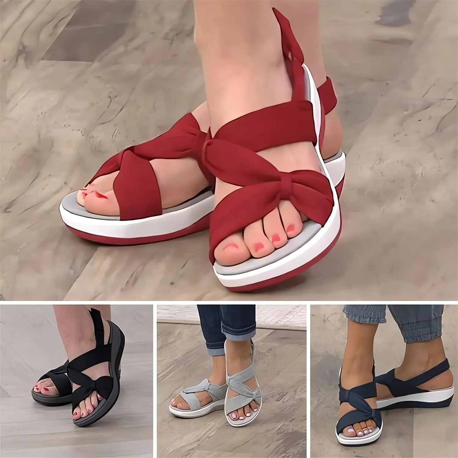 Sandals Women Comfortable Orthotic Sport Slippers Ankle Strap Wide Width Arch Support Shoes Beach Summer 2025 Extra Breathable Air Vacation Slide Sandls Orthopedic Walking Flat Sandal