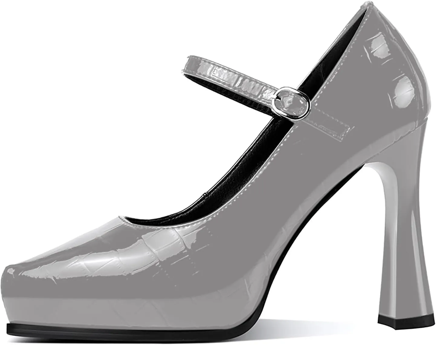 sarawill Women's Pointed Toe Mary Jane High Block Heels Fashion Crocodile Platform Pumps Evening Office Dressy High Heel Shoes for Ladies