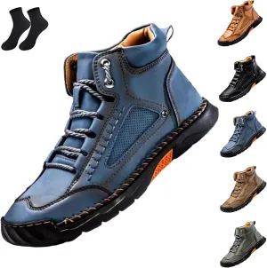 Sawbehind Men's Comfortable Handmade Leather Boots - Waterproof, Arch Support, Spacious Toe Box Outdoor Leather Shoes