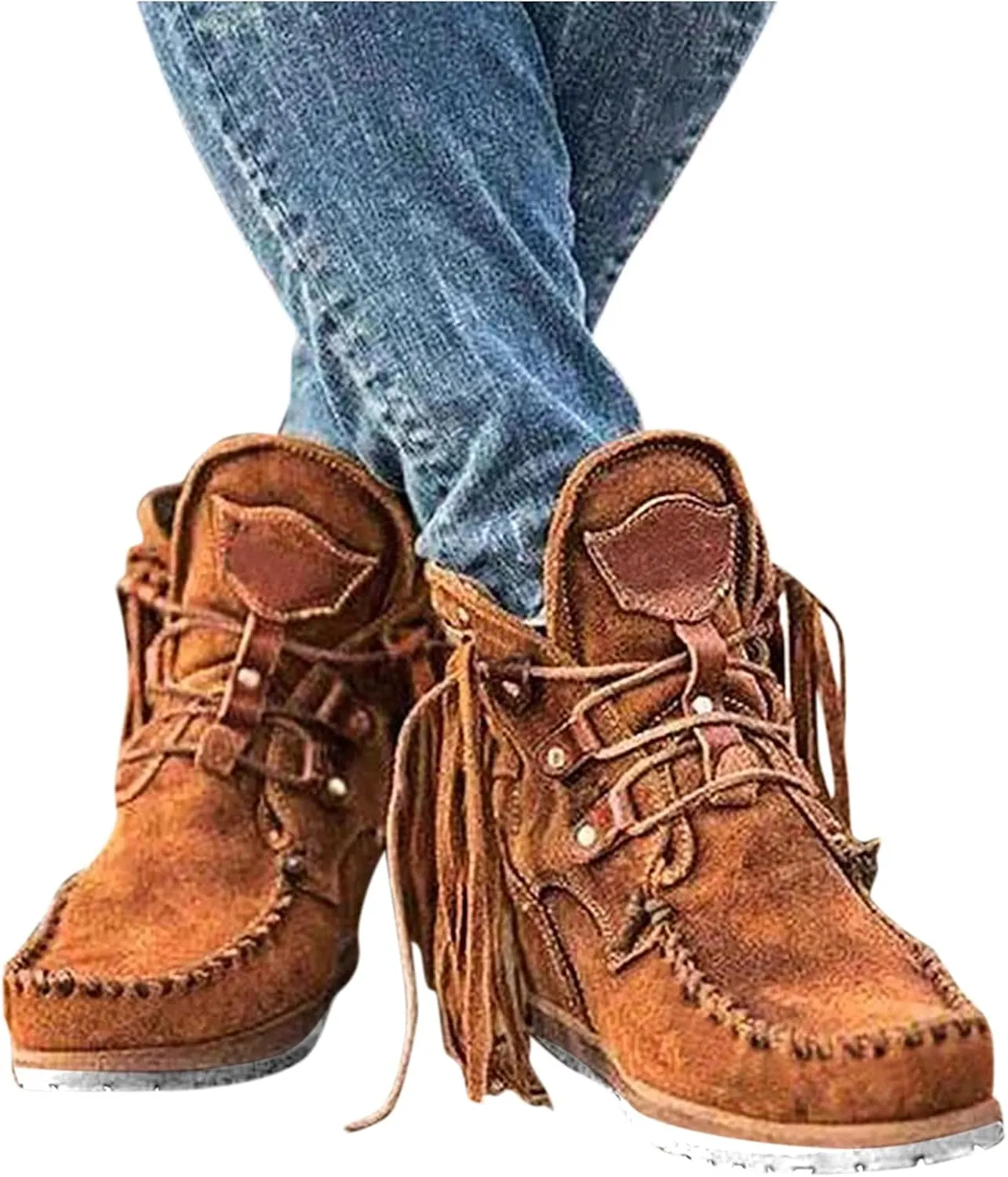 SBGMoSJ Ankle Boots Men Western White Ankle Boots Chunky Heel Womens Ankle Cowboy Boots Square Toe Suede Ankle Boots for Women Taupe Cowgirl Booties for Women Wide Calf