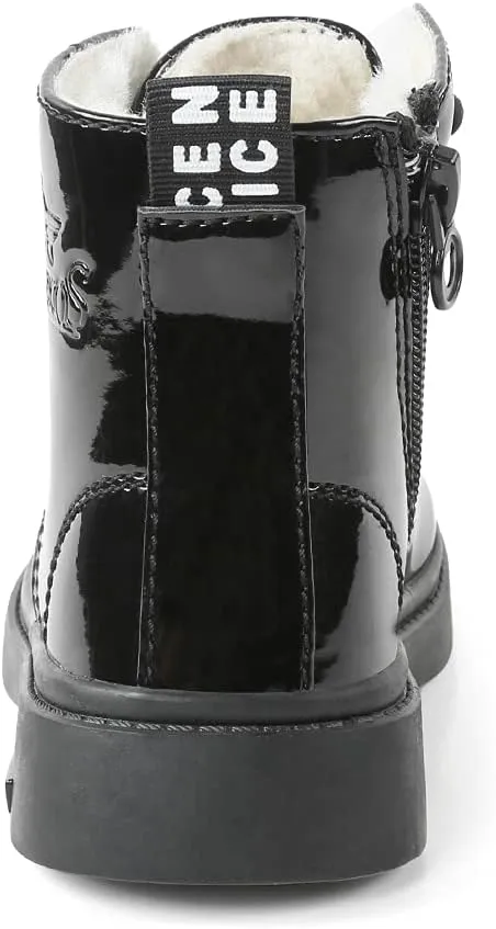 seticeo Boys Girls Side Zipper Ankle Boots Lace Up Waterproof Combat Boot Winter Low Heel Faux Fur Lined Snow Boots (Toddler/Little Kids/Big Kids)