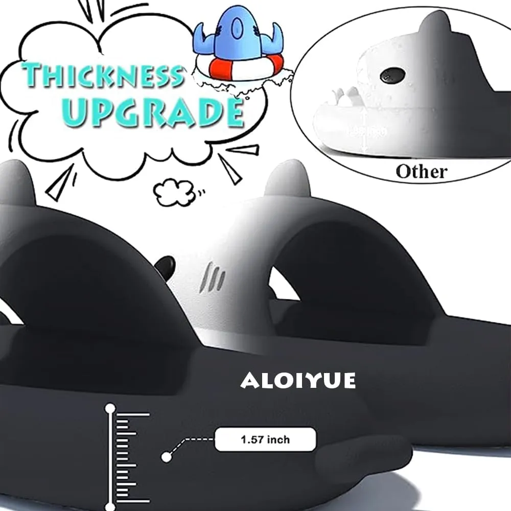 Shark Slides Thickness Upgrade Summer Cute Cartoon Shark Slippers for Women Men Non-Slip Open Toe Lightweight Sole Sandals Casual Unisex Beach Shoes