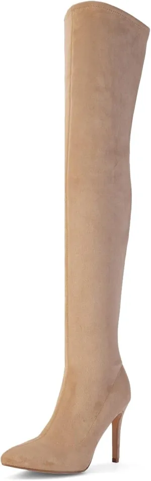 Shoe'N Tale Women Over The Knee High Stretchy Leather Thigh High Snow Boots