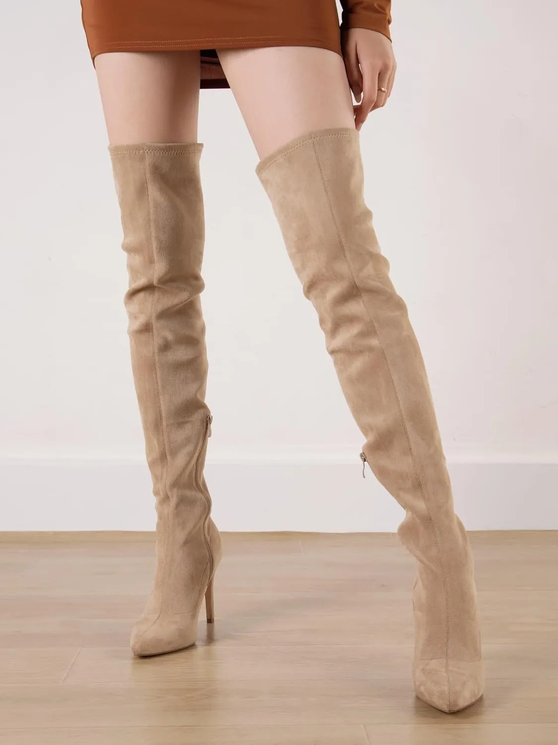 Shoe'N Tale Women Over The Knee High Stretchy Leather Thigh High Snow Boots