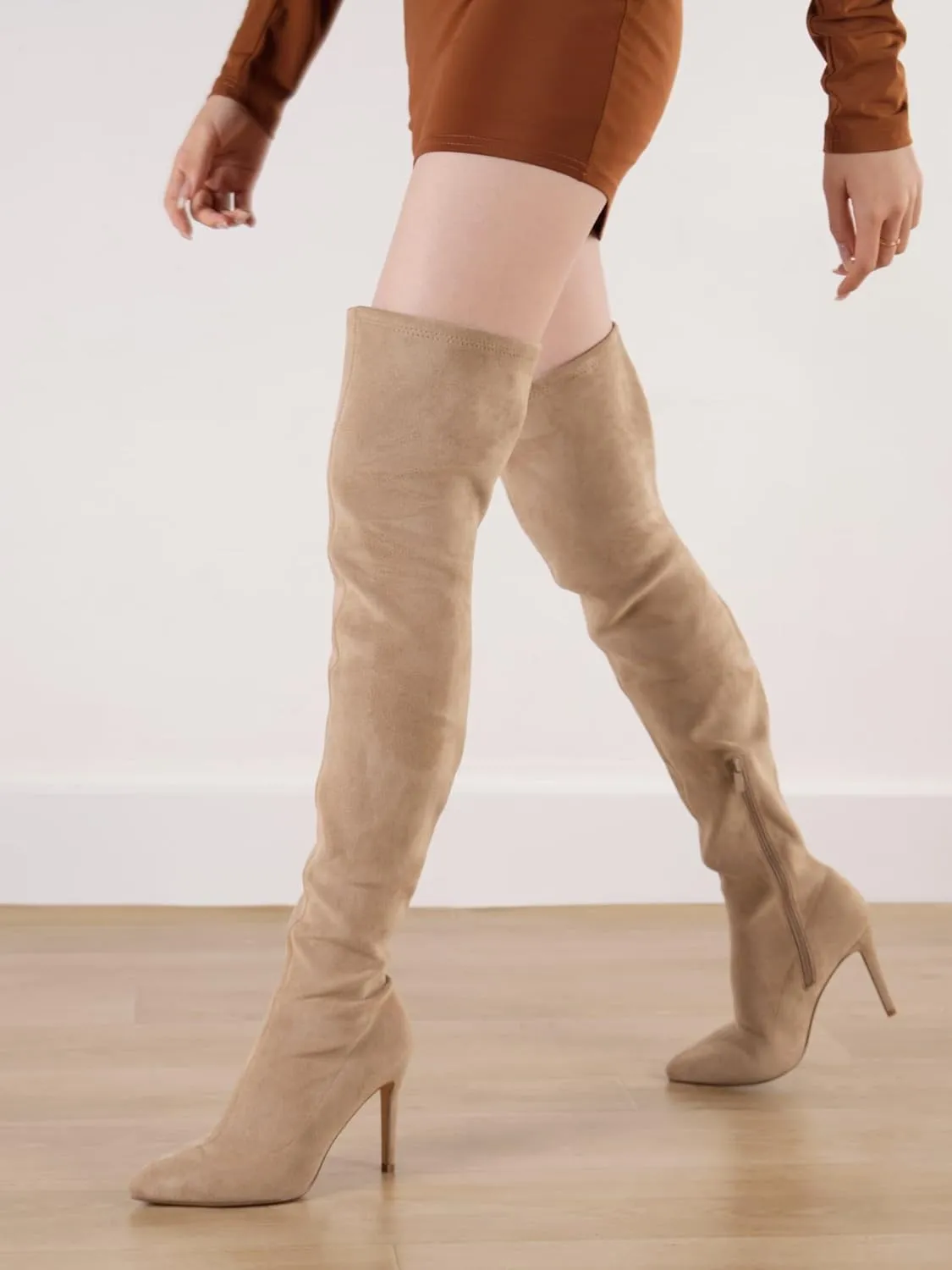 Shoe'N Tale Women Over The Knee High Stretchy Leather Thigh High Snow Boots