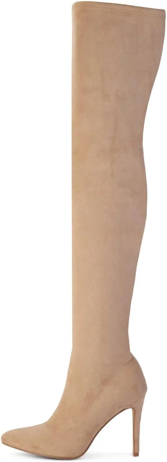 Shoe'N Tale Women Over The Knee High Stretchy Leather Thigh High Snow Boots