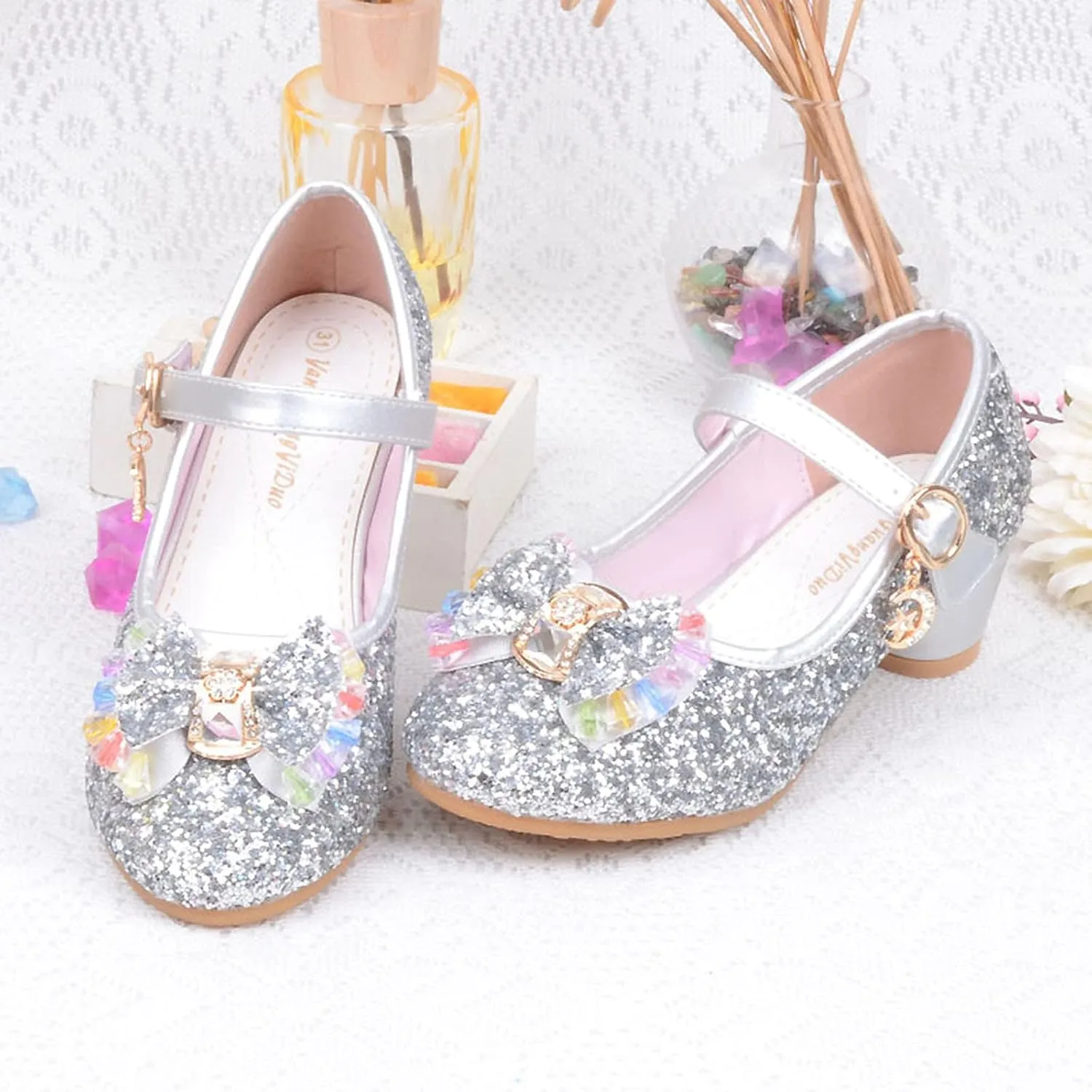 Shoes for Girls, 5-13 Years Infant Kids Baby Girls Pearl Crystal Bling Bowknot Single Princess Shoes Sandals