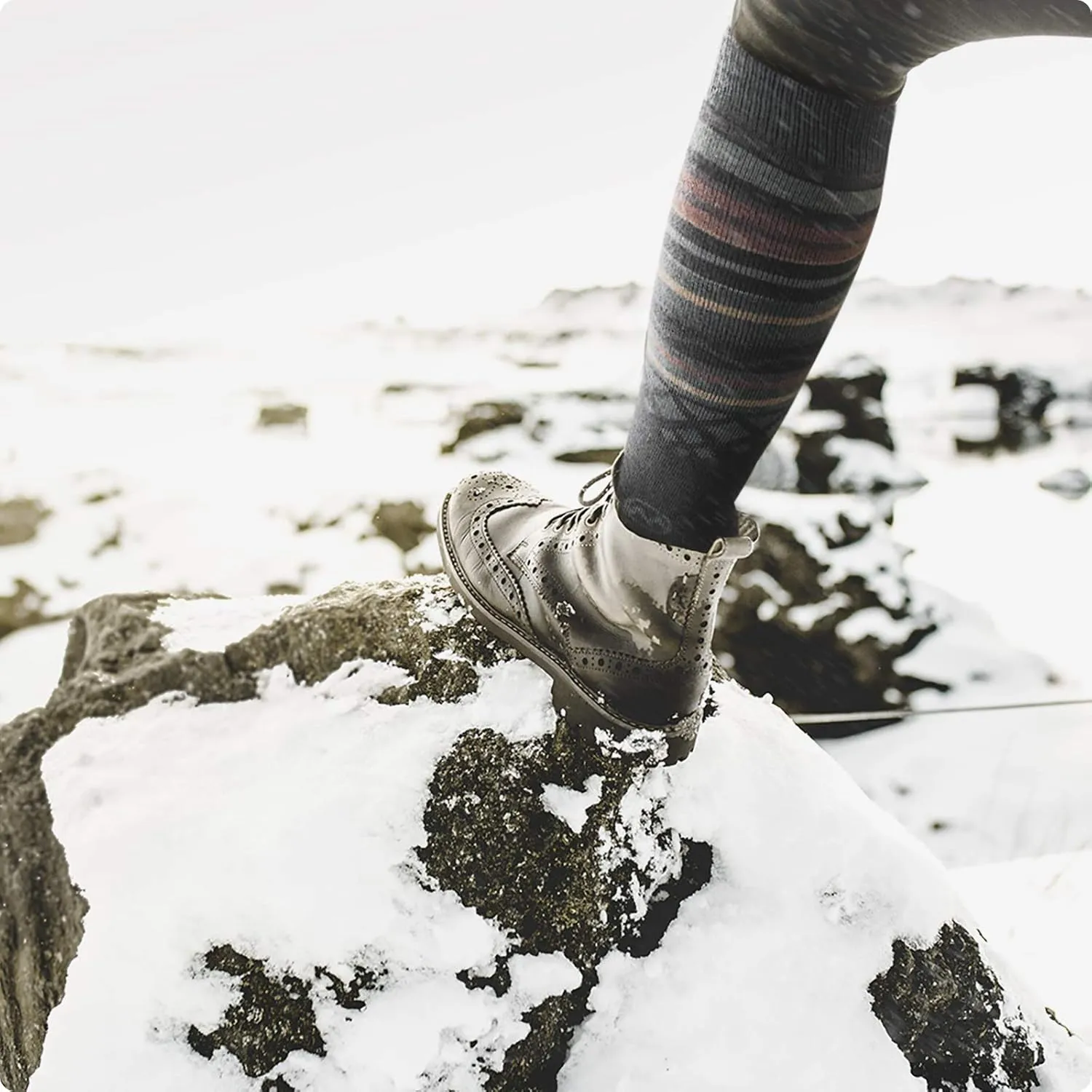 Ski Socks 2-Pack Merino Wool, Over The Calf Non-Slip Cuff for Men & Women