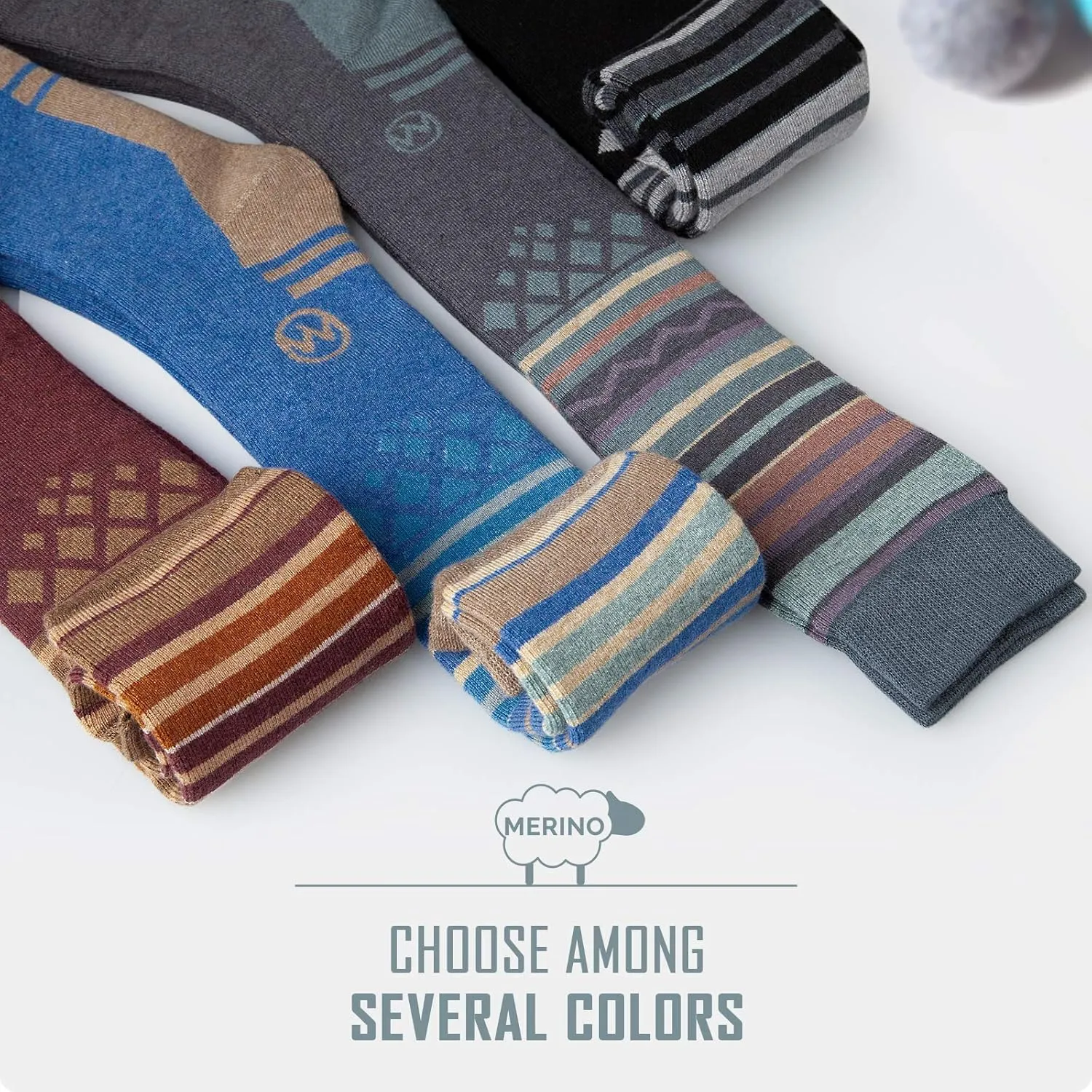 Ski Socks 2-Pack Merino Wool, Over The Calf Non-Slip Cuff for Men & Women