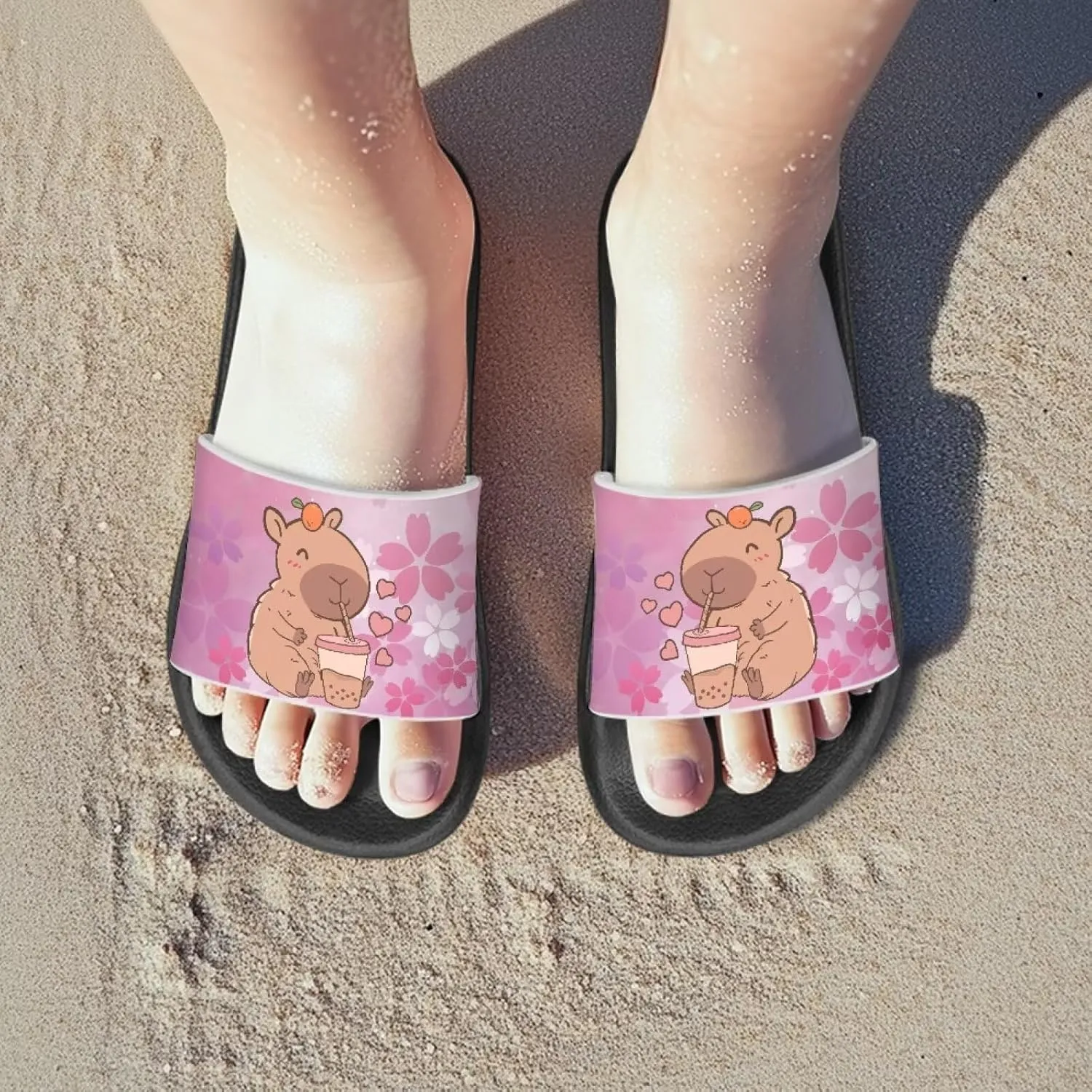 Slide Sandals for Girls Lightweight Summer Slippers Suitable Beach, Pool