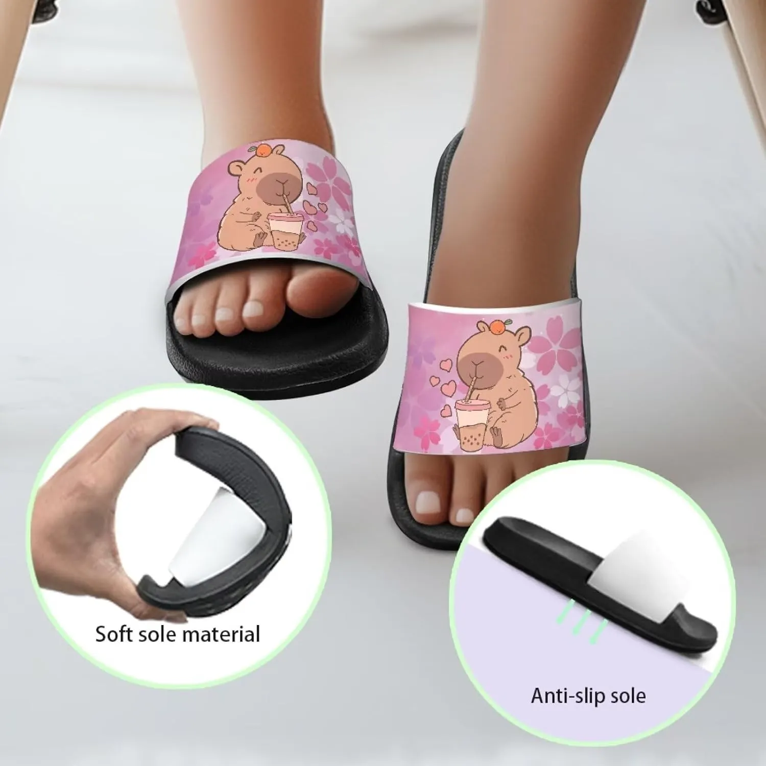 Slide Sandals for Girls Lightweight Summer Slippers Suitable Beach, Pool