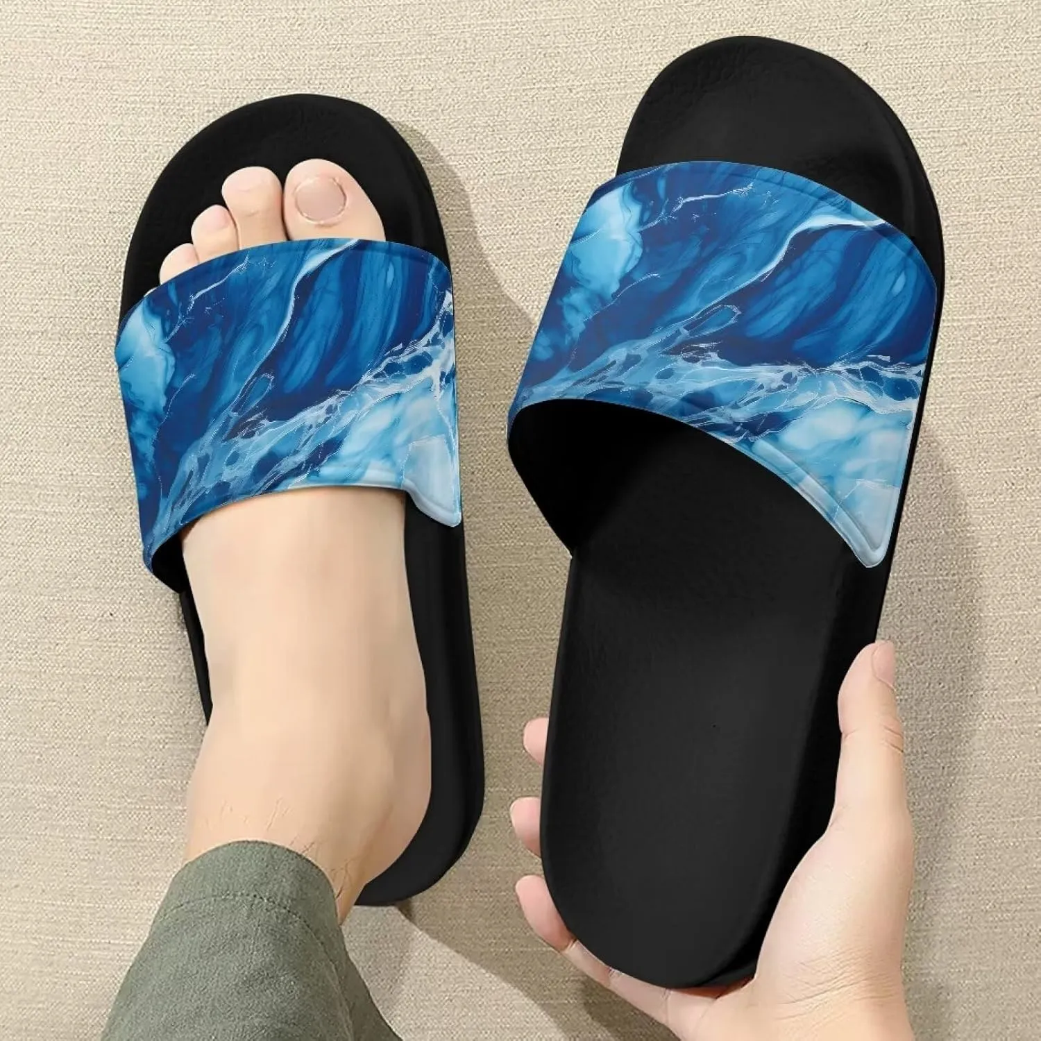Slides for Women Men Pillow Slippers Non-Slip Bathroom Shower Sandals Soft EVA Sole Indoor and Outdoor Slides