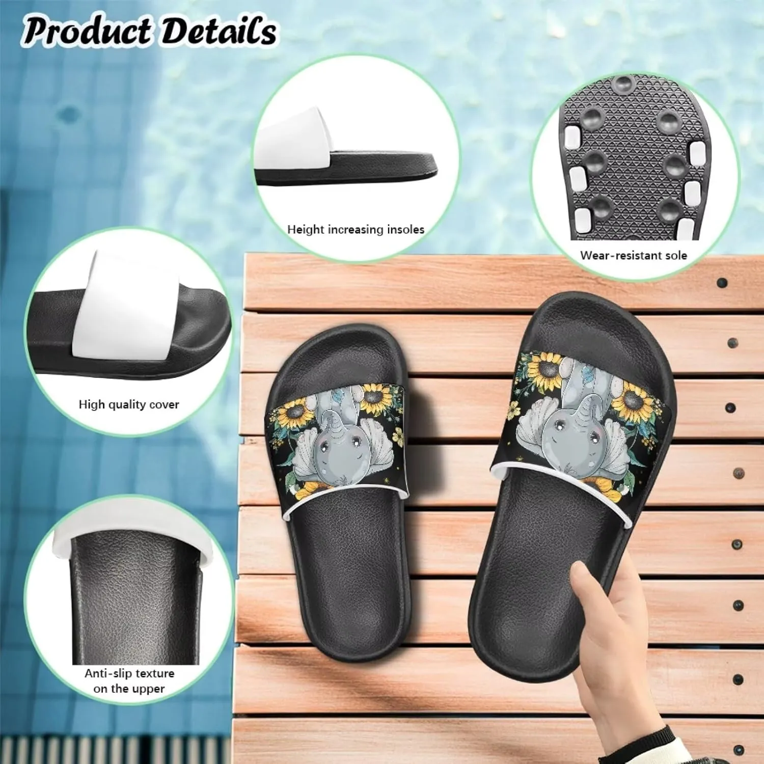 Slip On Slippers Lightweight Kids Sandals for Boys Girls Open Toe Design Comfort Drying Shower Slides
