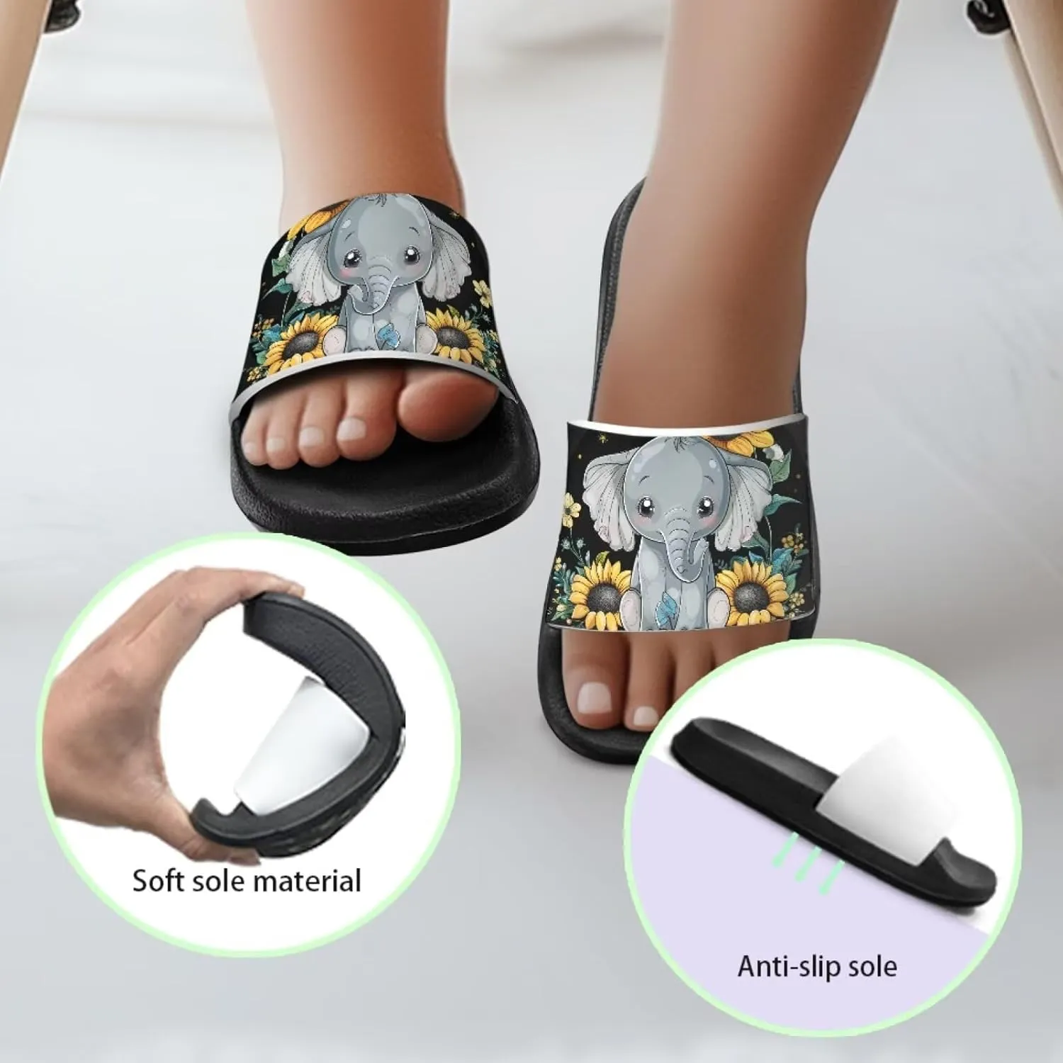 Slip On Slippers Lightweight Kids Sandals for Boys Girls Open Toe Design Comfort Drying Shower Slides