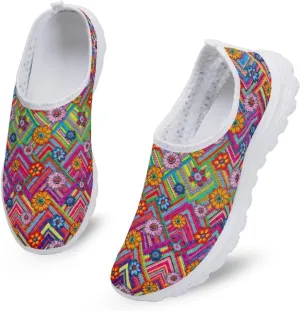 Slip On Walking Shoes for Women Breathable Loafers Wide Toe Casual Shoes Laides Fashion Round Toe Art Painted Travel Shoes SizeUS 5.5-11.5