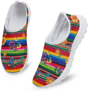 Slip On Walking Shoes for Women Breathable Loafers Wide Toe Casual Shoes Laides Fashion Round Toe Art Painted Travel Shoes SizeUS 5.5-11.5
