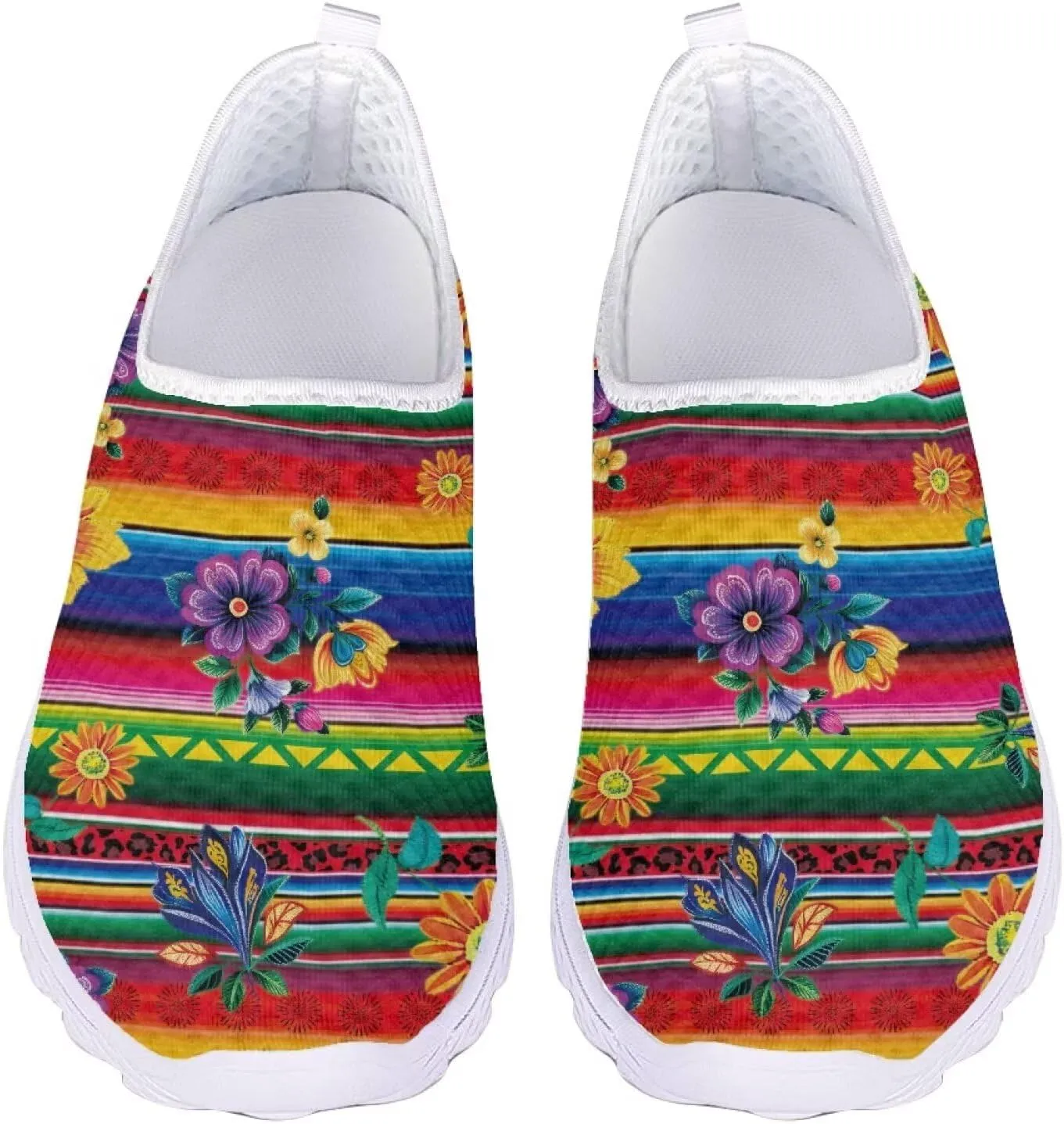 Slip On Walking Shoes for Women Breathable Loafers Wide Toe Casual Shoes Laides Fashion Round Toe Art Painted Travel Shoes SizeUS 5.5-11.5