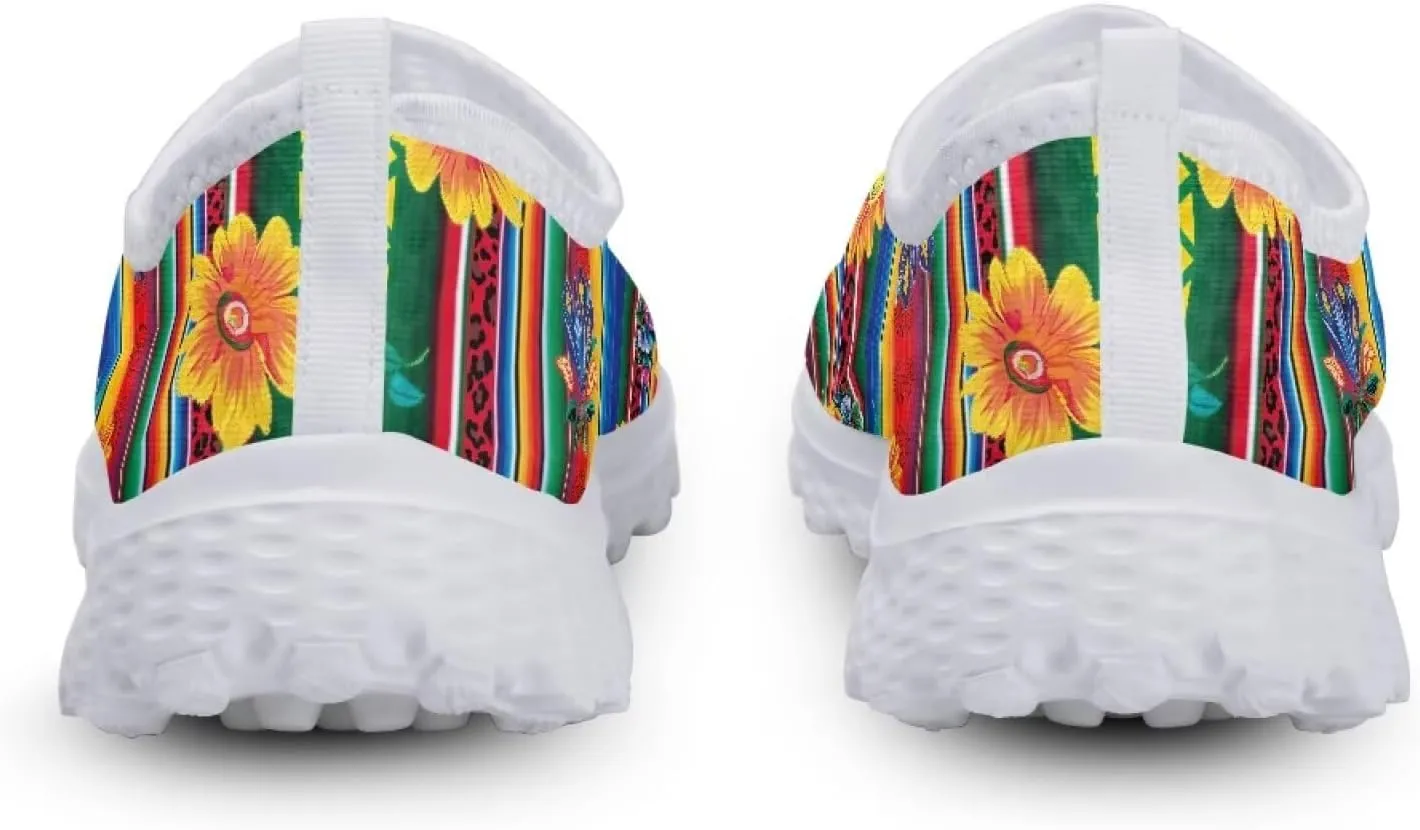 Slip On Walking Shoes for Women Breathable Loafers Wide Toe Casual Shoes Laides Fashion Round Toe Art Painted Travel Shoes SizeUS 5.5-11.5
