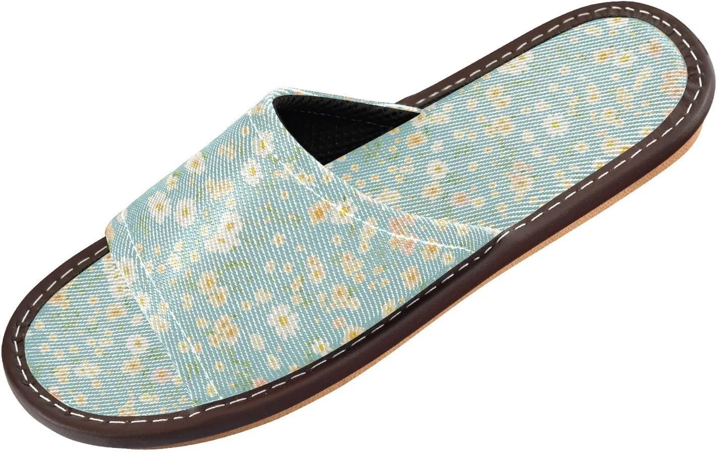 Small Wildflowers Light Blue Men Women's Shower Slippers Reusable Beach Sandals for Indoor Outdoor Travel