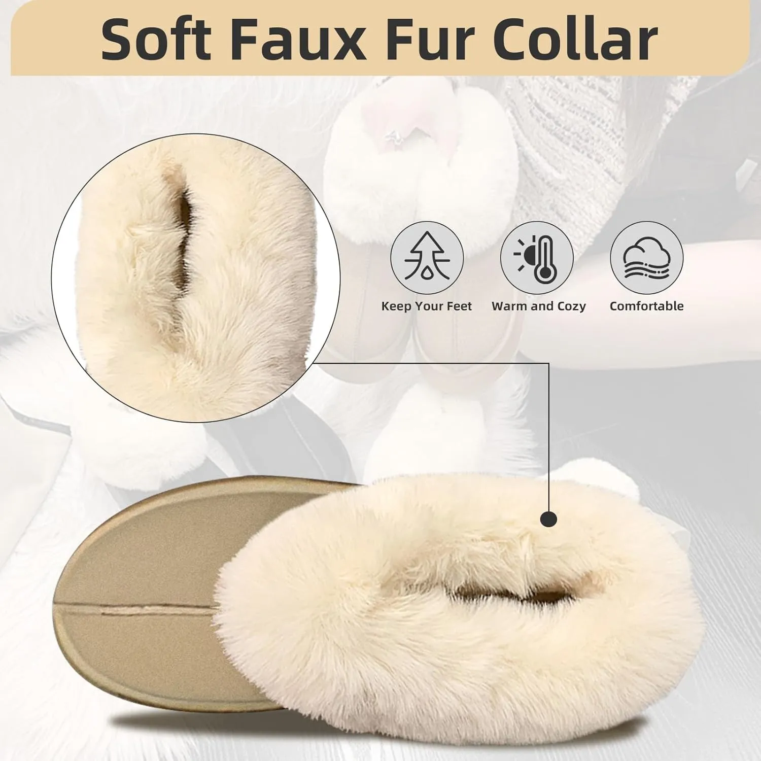 Snow Boots for Women Mini Snow Boots Fur Fleece Ankle Boots Winter Boots Platform Boots Warm Water Resistant Non-slip Indoor & Outdoor