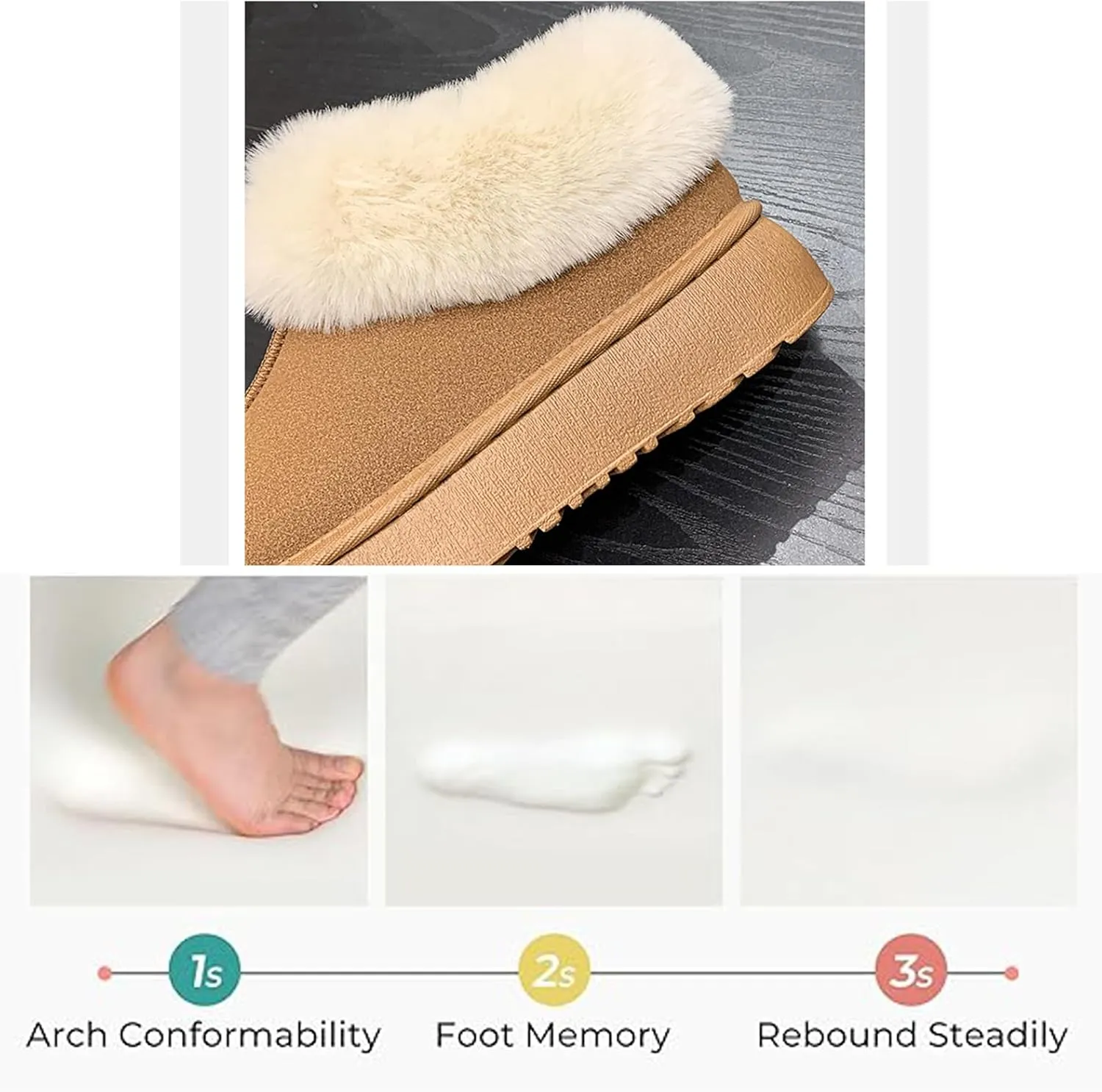 Snow Boots for Women Mini Snow Boots Fur Fleece Ankle Boots Winter Boots Platform Boots Warm Water Resistant Non-slip Indoor & Outdoor