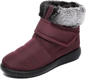 Snow Boots for Women Platform Plush Waterproof Soft Keep Warm Hook and Loop Closure Casual Winter Shoes
