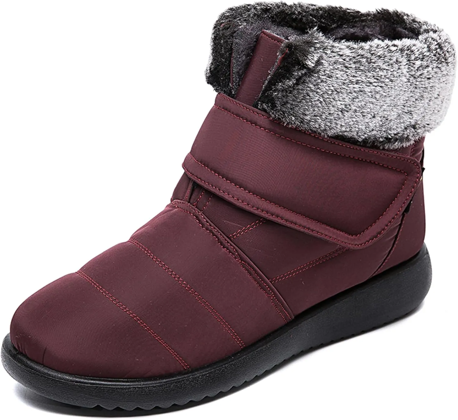 Snow Boots for Women Platform Plush Waterproof Soft Keep Warm Hook and Loop Closure Casual Winter Shoes
