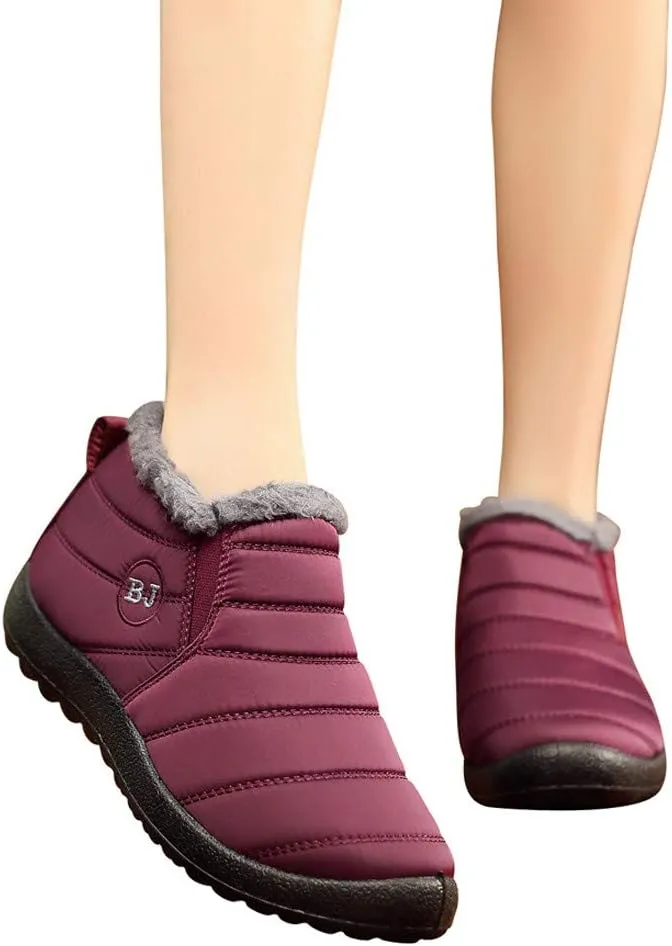 Snow Boots for Women Shoes Winter Slip On Ankle Booties Warm Fur Lined Waterproof Comfortable Womens Mens Short Boots