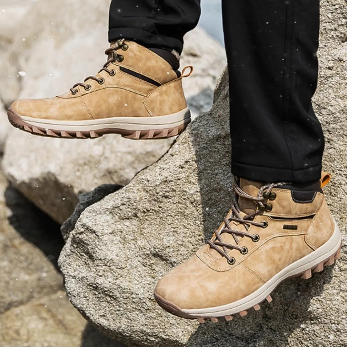 Snow shoes for men snow boots winter boots cold weather boots waterproof winter boots lightweight climbing shoes autumn winter lace-up boots thick soles cotton shoes snow shoes Father's Day outdoor