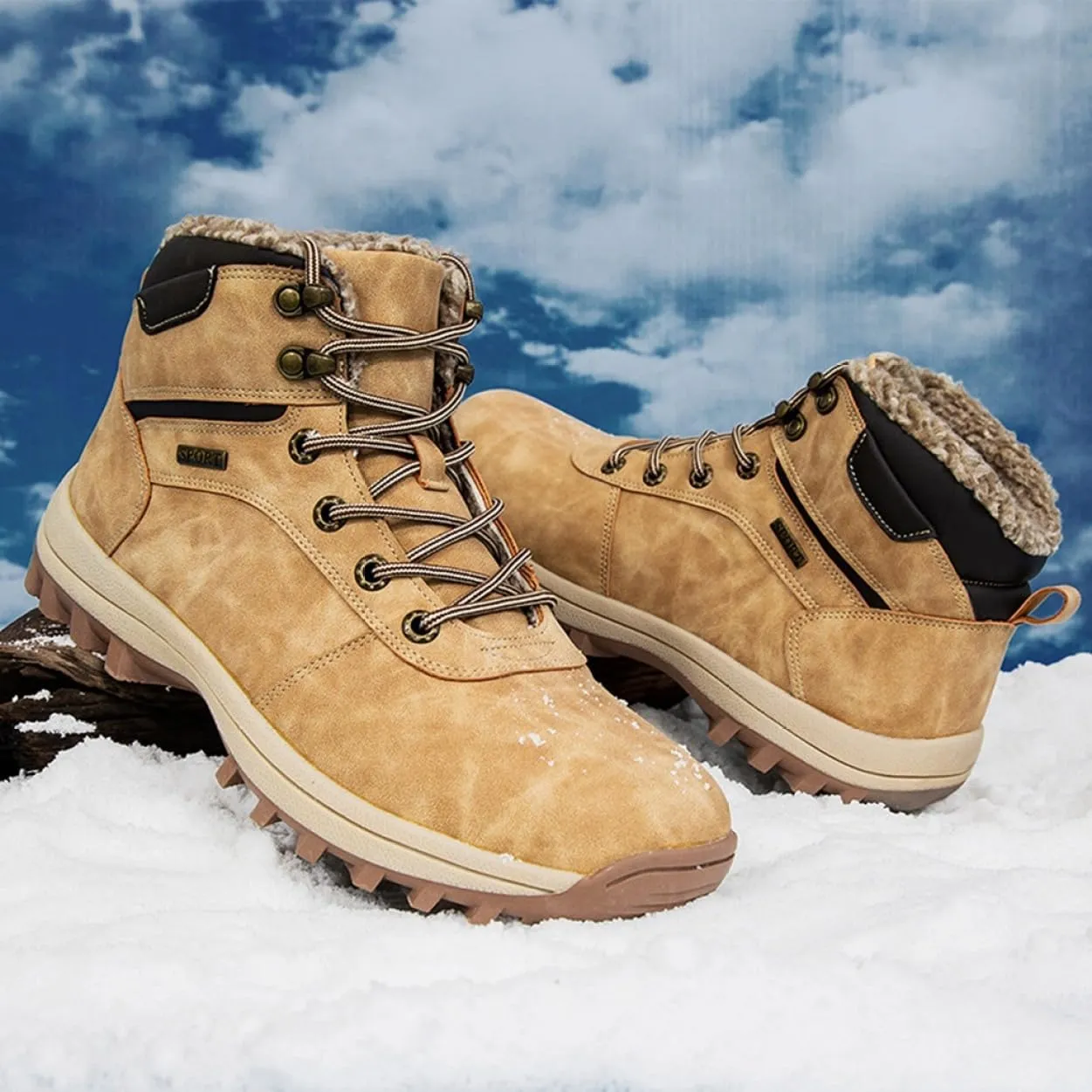 Snow shoes for men snow boots winter boots cold weather boots waterproof winter boots lightweight climbing shoes autumn winter lace-up boots thick soles cotton shoes snow shoes Father's Day outdoor