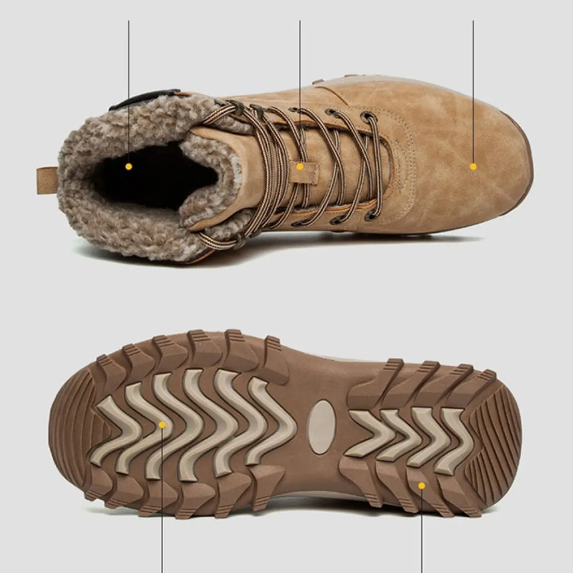 Snow shoes for men snow boots winter boots cold weather boots waterproof winter boots lightweight climbing shoes autumn winter lace-up boots thick soles cotton shoes snow shoes Father's Day outdoor