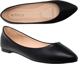 SOBEYO Women Ballet Flats Pointed Toe Slip On Closed Toe Shoes
