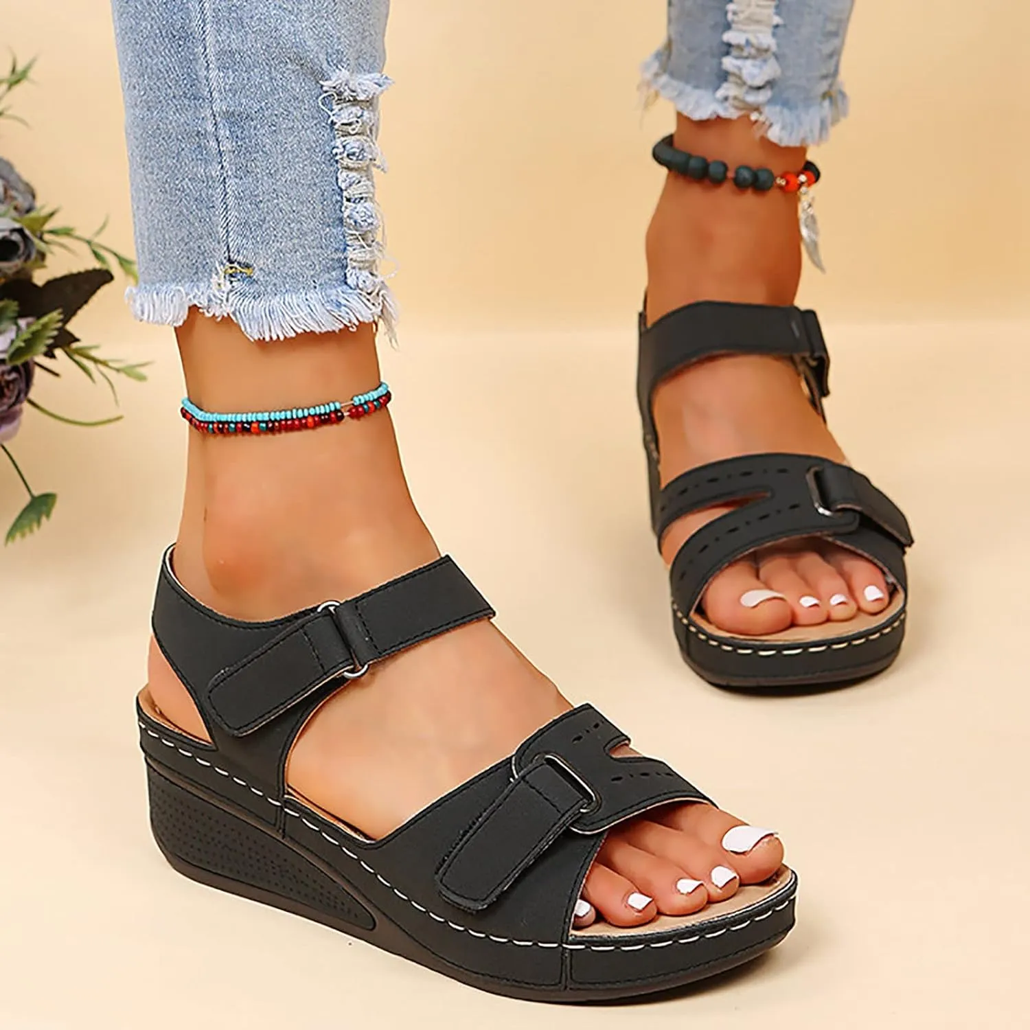 Soft & Stylish Wedge Sandals for Effortless Comfort 2025 Breathable Orthopedic Walking Platform Sandals Women Wide Sandal