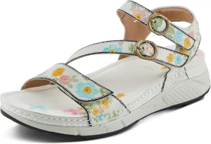 Spring Step L'Artiste Women's Anneka Hand-Painted Athleisure Sandals - Lightweight Floral Design with Adjustable Hook and Loop Closures