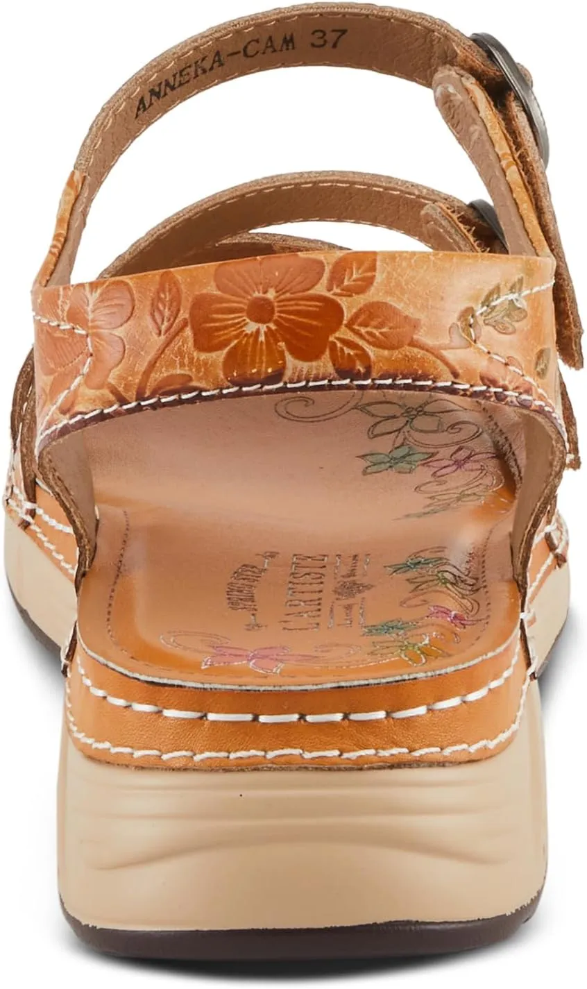 Spring Step L'Artiste Women's Anneka Hand-Painted Athleisure Sandals - Lightweight Floral Design with Adjustable Hook and Loop Closures